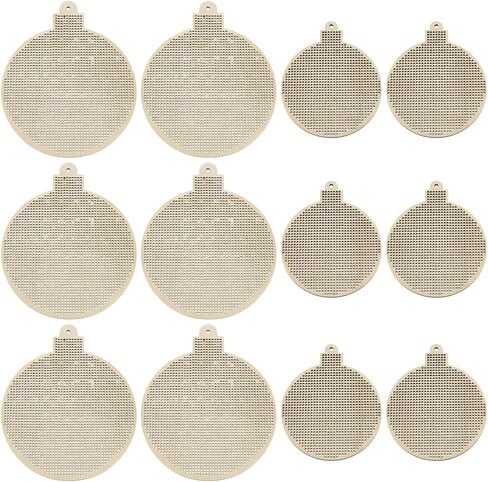 FreeBloss 12pcs Cross Stitch Blanks Ball Christmas Blanks خشبية للتطريز Cross Stitch Supplies لممارسة خياطة الخشب فارغ in Kuwait