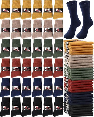 Toulite 60 Pairs Mens and Womens Thermal Winter Socks Bulk Warm Thick Cozy Boot Socks Pack Winter Hiking Socks Men Heavy Duty Cold Weather Socks Bulk Socks for Homeless Care in Saudi Arabia