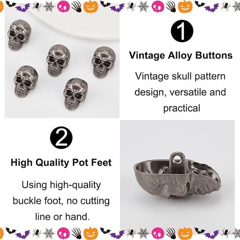Olycraft 20pcs جمجمة الزر جلد جلدي جمجمة الرأس مزخرفة 2mm ثقب الشرير المعادن مسمار الظهر buckle diy skull conchos skull in Saudi Arabia