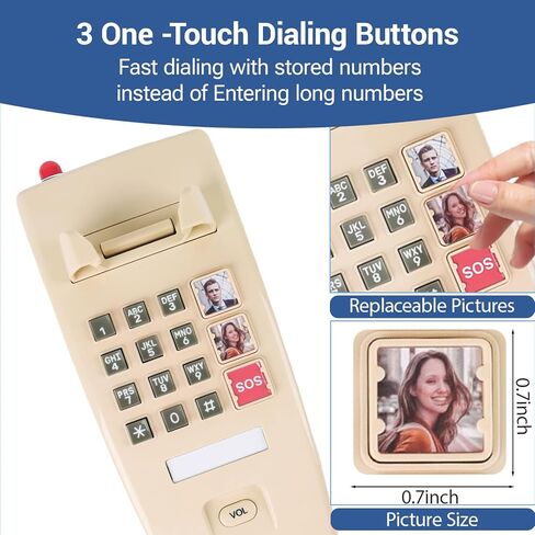 هاتف الجدار للمنزل ، هاتف Home Home ذو الحبل مع حجم مكالمة قابل للتعديل و 3 يطل على كبار السن والهواتف الهاتفية الهاتفية مع مؤشر Ringer ميكانيكي للمسنين ، الأسود in Kuwait