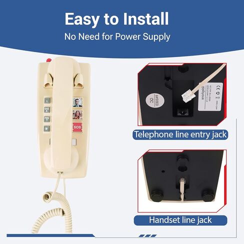 هاتف الجدار للمنزل ، هاتف Home Home ذو الحبل مع حجم مكالمة قابل للتعديل و 3 يطل على كبار السن والهواتف الهاتفية الهاتفية مع مؤشر Ringer ميكانيكي للمسنين ، الأسود in Kuwait