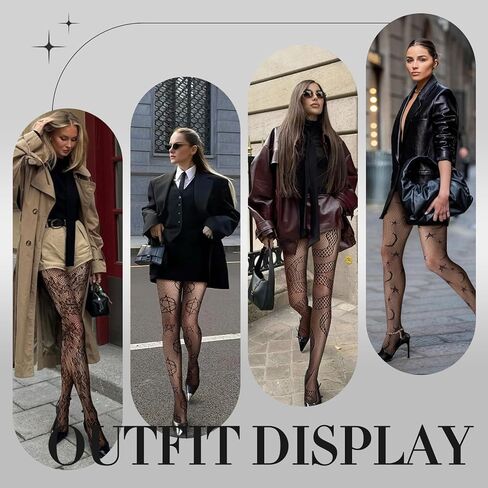 جوارب طويلة منقوشة من مانزي للنساء، جوارب شبكية (عبوة من 4 قطع) in Kuwait