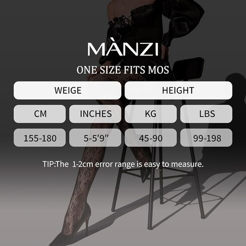 جوارب طويلة منقوشة من مانزي للنساء، جوارب شبكية (عبوة من 4 قطع) in Kuwait