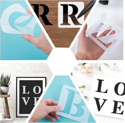 36 Pcs 5 Inch Letter and Number Stencils, Reusable Plastic Alphabet Spray Paint Stencils for Painting on Wood Wall Canvas DIY Art Projects Craft Decorations in Saudi Arabia