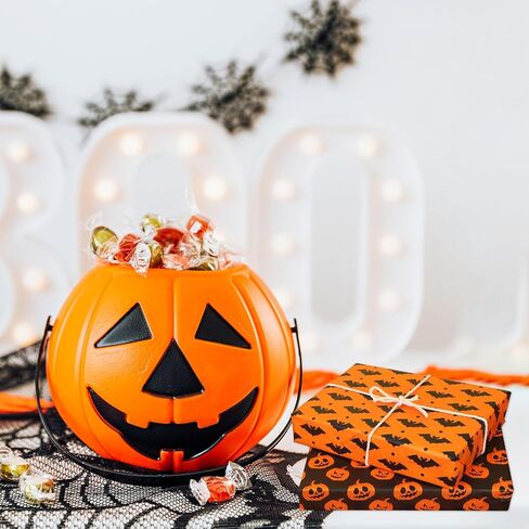 30 Sheets Halloween Tissue Paper, 14x20in Orange and Black Pumpkins Ghosts Dot Print Gift Wrapping & Packaging Paper for Halloween Party Favors Art Decorations DIY Crafts, 6 Designs in Saudi Arabia