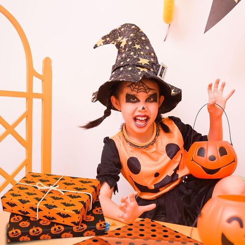30 Sheets Halloween Tissue Paper, 14x20in Orange and Black Pumpkins Ghosts Dot Print Gift Wrapping & Packaging Paper for Halloween Party Favors Art Decorations DIY Crafts, 6 Designs in Saudi Arabia