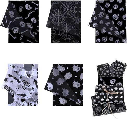 30 Sheets Halloween Packaging Tissue Papers, 13.8x19.7 Inch 5 Styles Gift Wrapping Paper Pumpkins Ghosts Skulls Bats Spider Web Print for Halloween Party Decoration DIY Craft Supplies in Saudi Arabia