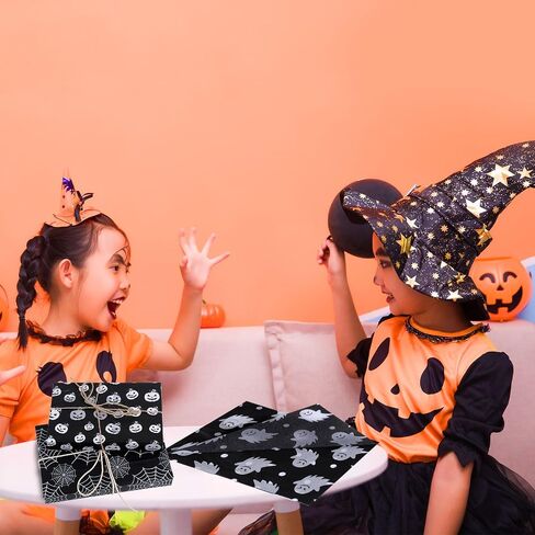 30 Sheets Halloween Packaging Tissue Papers, 13.8x19.7 Inch 5 Styles Gift Wrapping Paper Pumpkins Ghosts Skulls Bats Spider Web Print for Halloween Party Decoration DIY Craft Supplies in Saudi Arabia