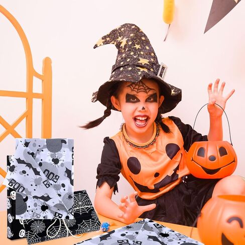 30 Sheets Halloween Packaging Tissue Papers, 13.8x19.7 Inch 5 Styles Gift Wrapping Paper Pumpkins Ghosts Skulls Bats Spider Web Print for Halloween Party Decoration DIY Craft Supplies in Saudi Arabia