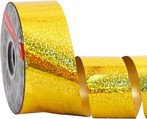 TONIFUL 1inch x 100yards Glitter Waterproof Ribbon,Silver Curling Plastic Ribbon for Gifts Wrapping,Bows Making,Crafting,Graduation Tie Making,Wall Backdrop,Floral Bouquet Decor,Party Decoration. in Kuwait
