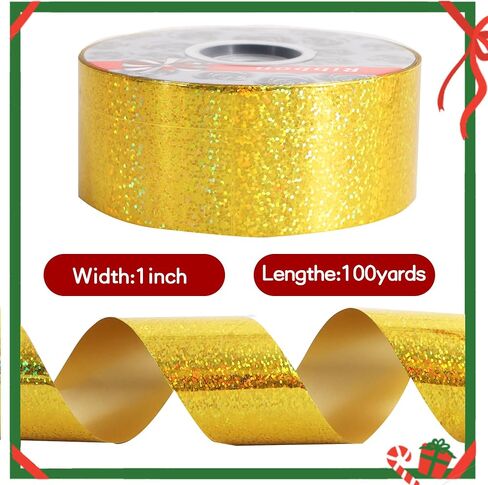 TONIFUL 1inch x 100yards Glitter Waterproof Ribbon,Silver Curling Plastic Ribbon for Gifts Wrapping,Bows Making,Crafting,Graduation Tie Making,Wall Backdrop,Floral Bouquet Decor,Party Decoration. in Kuwait