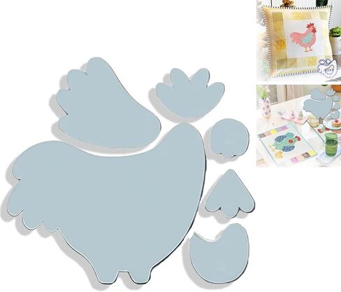 Weekend Chicken Patchwork Quilting Template Set, Chicken Shape Acrylic Templates, Quilt Stencils, Acrylic Shape Sewing Ruler & Stenciled Themed Patchwork Accessories Sewing Pattern（8inch） (5ch) in Saudi Arabia