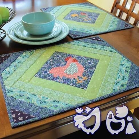 Weekend Chicken Patchwork Quilting Template Set, Chicken Shape Acrylic Templates, Quilt Stencils, Acrylic Shape Sewing Ruler & Stenciled Themed Patchwork Accessories Sewing Pattern（8inch） (5ch) in Saudi Arabia