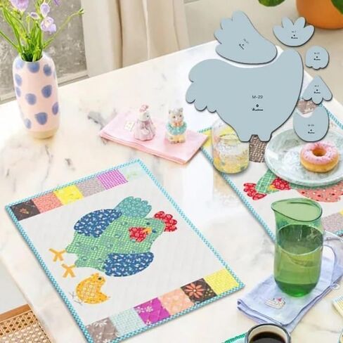 Weekend Chicken Patchwork Quilting Template Set, Chicken Shape Acrylic Templates, Quilt Stencils, Acrylic Shape Sewing Ruler & Stenciled Themed Patchwork Accessories Sewing Pattern（8inch） (5ch) in Saudi Arabia