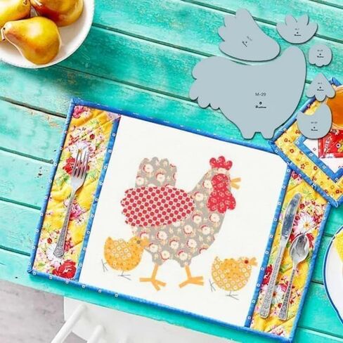 Weekend Chicken Patchwork Quilting Template Set, Chicken Shape Acrylic Templates, Quilt Stencils, Acrylic Shape Sewing Ruler & Stenciled Themed Patchwork Accessories Sewing Pattern（8inch） (5ch) in Saudi Arabia
