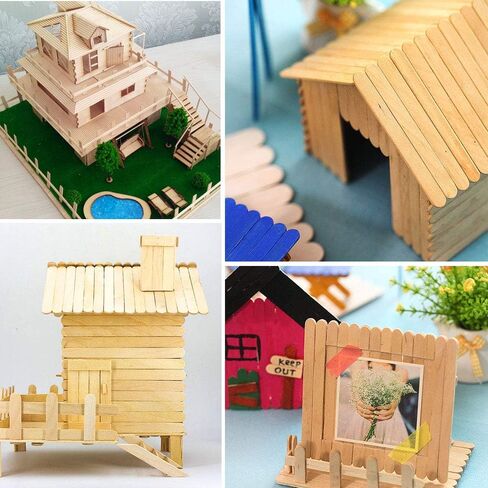 تشويا الحرف الخشبية العصي حديقة العلامات الخشبية المصاصة الآيس كريم العصي ليد DIY Craft (6inch 100 حزمة) in Kuwait