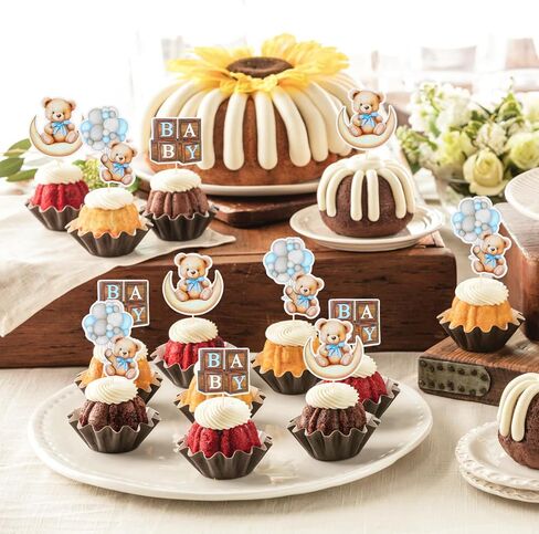24 PCS Bear Cupcake Toppers ، Shower Baby Bear Bear Cake Decorations Little Bear Cupcake Topper for Bear theme baby Shower Supplies (Blue) in Kuwait