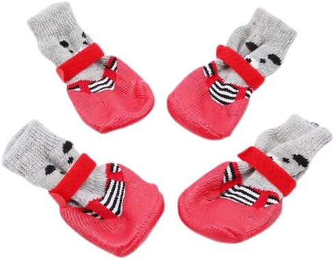 Sosoport حماية الكفوف مع 4pcs أحذية الحيوانات الأليفة مقاوم للماء الجوارب الجوارب القطة الكلب غير المنقولة الكارتون الحجم l للثلج البارد in Kuwait