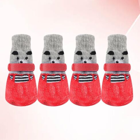 Sosoport حماية الكفوف مع 4pcs أحذية الحيوانات الأليفة مقاوم للماء الجوارب الجوارب القطة الكلب غير المنقولة الكارتون الحجم l للثلج البارد in Kuwait