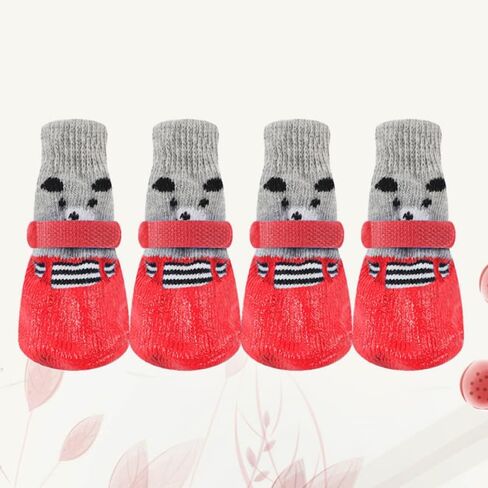 Sosoport حماية الكفوف مع 4pcs أحذية الحيوانات الأليفة مقاوم للماء الجوارب الجوارب القطة الكلب غير المنقولة الكارتون الحجم l للثلج البارد in Kuwait