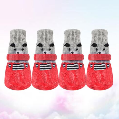 Sosoport حماية الكفوف مع 4pcs أحذية الحيوانات الأليفة مقاوم للماء الجوارب الجوارب القطة الكلب غير المنقولة الكارتون الحجم l للثلج البارد in Kuwait