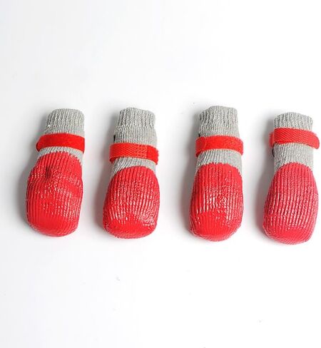 Sosoport حماية الكفوف مع 4pcs أحذية الحيوانات الأليفة مقاوم للماء الجوارب الجوارب القطة الكلب غير المنقولة الكارتون الحجم l للثلج البارد in Kuwait
