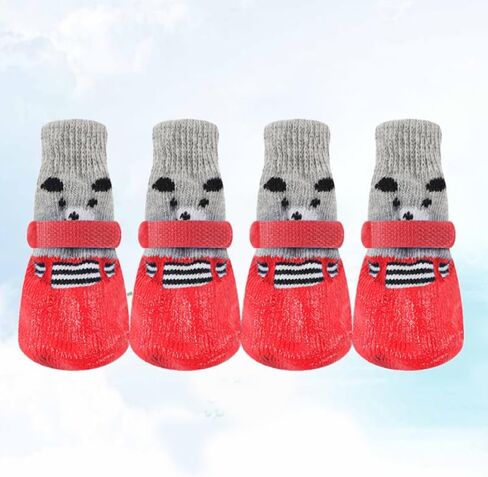 Sosoport حماية الكفوف مع 4pcs أحذية الحيوانات الأليفة مقاوم للماء الجوارب الجوارب القطة الكلب غير المنقولة الكارتون الحجم l للثلج البارد in Kuwait