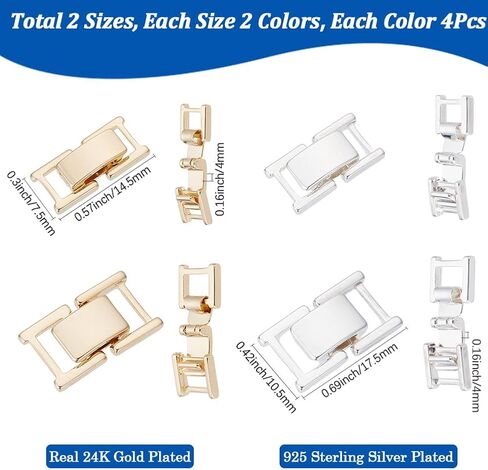 Sunnyclue 1 Box 16PCS طية مطلية بالذهب مطلي بالفضة على موسع Clasp Clasp Clasp Brass Gold Silver Netclace Extension Clasps clasps للمجوهرات لصنع المجوهرات. in Saudi Arabia
