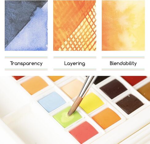 MEEDEN Watercolor Paint Set 48 Colors in Portable Box, Paint Kit with Brush, Palette, Art Supplies, Customizable Color Blocks, Bright Watercolors Travel Set for Adult Teens Beginner Amateur Artists in Saudi Arabia