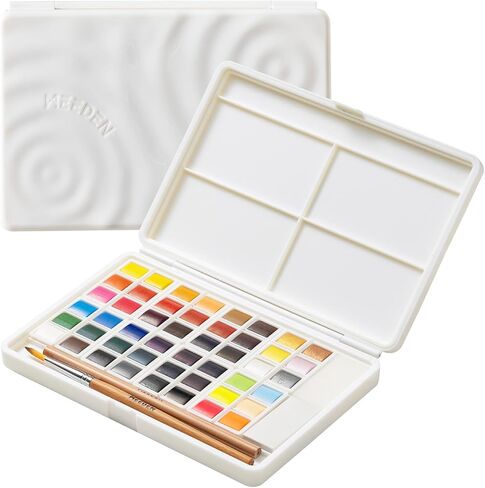 MEEDEN Watercolor Paint Set 48 Colors in Portable Box, Paint Kit with Brush, Palette, Art Supplies, Customizable Color Blocks, Bright Watercolors Travel Set for Adult Teens Beginner Amateur Artists in Saudi Arabia