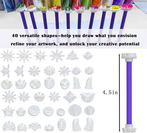 Geocci Flower Petal Tools for Dot Painting ， 40 Tool Petal Shapes Tool ， Mandala Dot Art Tools for Rocks ， أدوات التنقيح للطلاء (الشكل C) in Kuwait