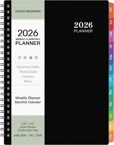2026 Planner - Planner 2026 أسبوعيًا وشهريًا ، يناير 2026 - ديسمبر 2026 ، 2026 Planner 6.3 "× 8.4" ، ملاحظات ، ورق سميك ، جيب خلفي ، ملزمة مزدوجة السلك in Saudi Arabia