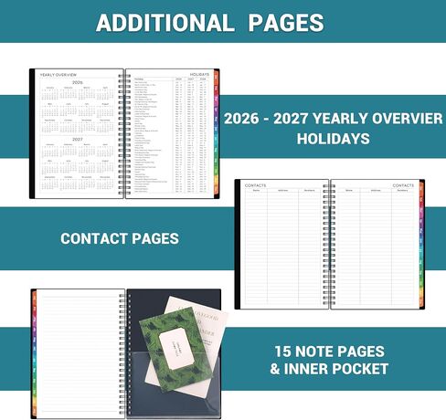 2026 Planner - Planner 2026 أسبوعيًا وشهريًا ، يناير 2026 - ديسمبر 2026 ، 2026 Planner 6.3 "× 8.4" ، ملاحظات ، ورق سميك ، جيب خلفي ، ملزمة مزدوجة السلك in Saudi Arabia