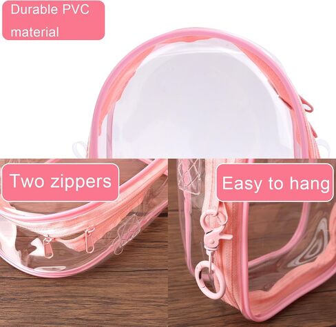 Clear Figure Display Case, Protective Case for Plush Doll Storage Bag Portable Crossbody PVC Hanging Doll Cover Pouch with Keychain for 15cm Dolls Accessories (Pink) in Saudi Arabia
