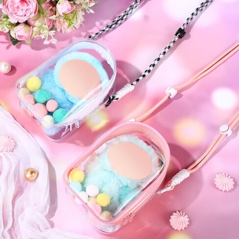 4 Pack Clear Figure Bag Protective Case for 17/15cm Plush Doll, Crossbody Figure Display Bag Hanging Display Case Cover for Dolls Carrying Storage Accessories in Saudi Arabia