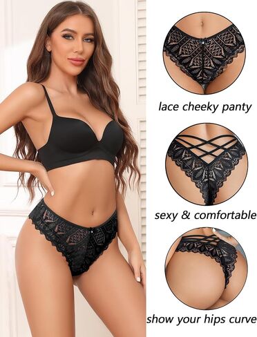Avidlove Sexy Cheeky Panties for Women Lace Criss Cross Bikini Underwear 1-4 Pack in Kuwait