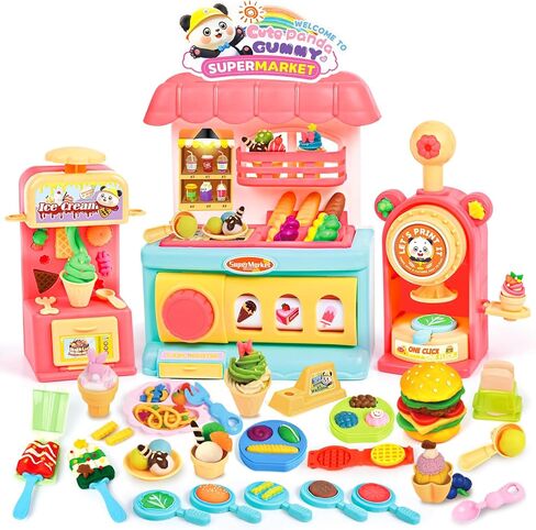 مجموعة عجينة الألوان للأطفال 4-8 ، مجموعة الأدوات العجين - 3 في 1 لعب المطبخ ألعاب الآيس كريم وتصنيع الهامبرغر ، والفنون الملونة تلعب ألعاب الطعام للأطفال والفتاة in Kuwait