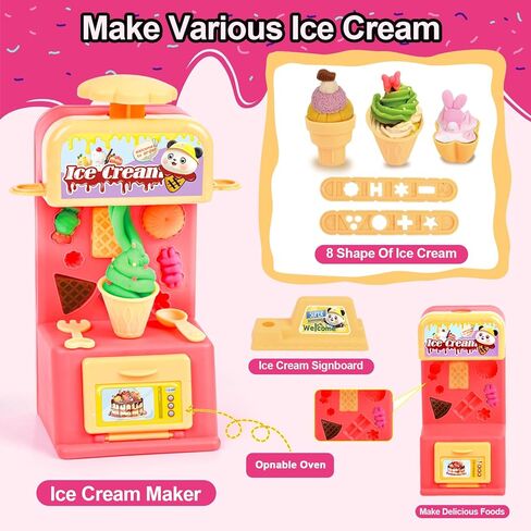 مجموعة عجينة الألوان للأطفال 4-8 ، مجموعة الأدوات العجين - 3 في 1 لعب المطبخ ألعاب الآيس كريم وتصنيع الهامبرغر ، والفنون الملونة تلعب ألعاب الطعام للأطفال والفتاة in Kuwait