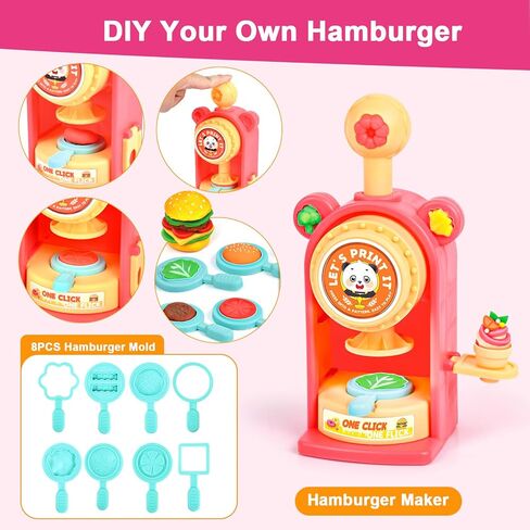 مجموعة عجينة الألوان للأطفال 4-8 ، مجموعة الأدوات العجين - 3 في 1 لعب المطبخ ألعاب الآيس كريم وتصنيع الهامبرغر ، والفنون الملونة تلعب ألعاب الطعام للأطفال والفتاة in Kuwait