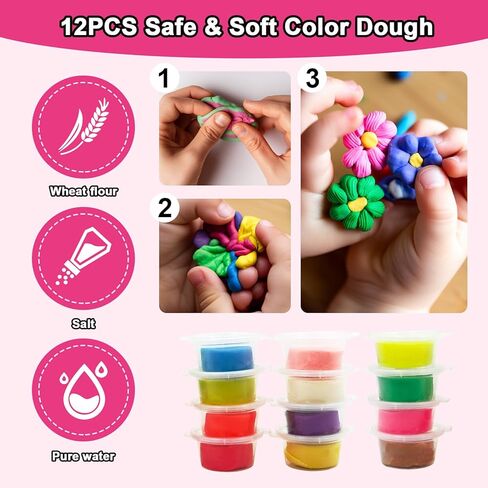 مجموعة عجينة الألوان للأطفال 4-8 ، مجموعة الأدوات العجين - 3 في 1 لعب المطبخ ألعاب الآيس كريم وتصنيع الهامبرغر ، والفنون الملونة تلعب ألعاب الطعام للأطفال والفتاة in Kuwait