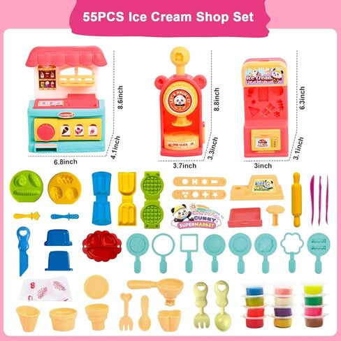 مجموعة عجينة الألوان للأطفال 4-8 ، مجموعة الأدوات العجين - 3 في 1 لعب المطبخ ألعاب الآيس كريم وتصنيع الهامبرغر ، والفنون الملونة تلعب ألعاب الطعام للأطفال والفتاة in Kuwait