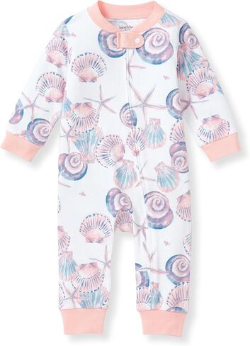 Burt's Bees Baby Baby Girls Pajamas, Sleep and Play Loose Fit, 100% Organic Cotton, Soft One-piece PJs, Diagonal Zip Up Romper Newborn Essentials with Interior Zipper Guard in sizes NB to 6-9 Months in Saudi Arabia