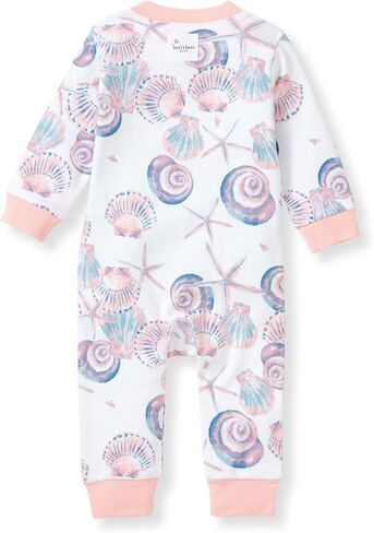 Burt's Bees Baby Baby Girls Pajamas, Sleep and Play Loose Fit, 100% Organic Cotton, Soft One-piece PJs, Diagonal Zip Up Romper Newborn Essentials with Interior Zipper Guard in sizes NB to 6-9 Months in Saudi Arabia