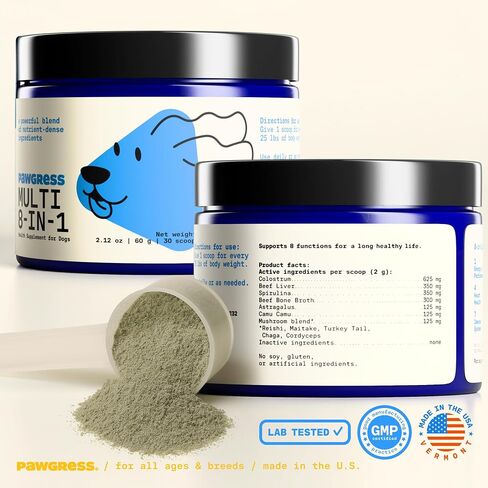 8-in-1 Dog Multivitamin-مسحوق مكملات مكمل طبيعي 100 ٪ مع اللبأ للبشرة الصحية والمفاصل والطاقة-مصنوع من أخصائي تغذية الكلاب Kayla Kowalski ، المصنوع في الولايات المتحدة الأمريكية-30 مغرفة in Saudi Arabia