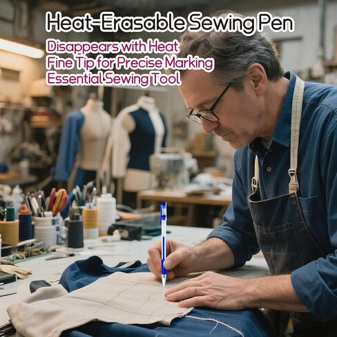 Disappearing Fabric pen for Sewing & Quilting | 4 Blue Pens + 50 Blue Refills | Heat Erasable Ink, Sewing Kit, Embroidery Supplies, Dressmaking Tools | High Volume Refill Pack in Saudi Arabia