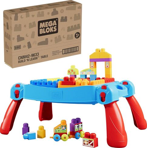 Mega Bloks First Builders Toddler Clocks مجموعة لعبة ، بناء ‘N تعلم جدول مع 30 قطعة وتخزين ، والأزرق ، والأعمار 1+ سنوات (Amazon الحصري) in Kuwait