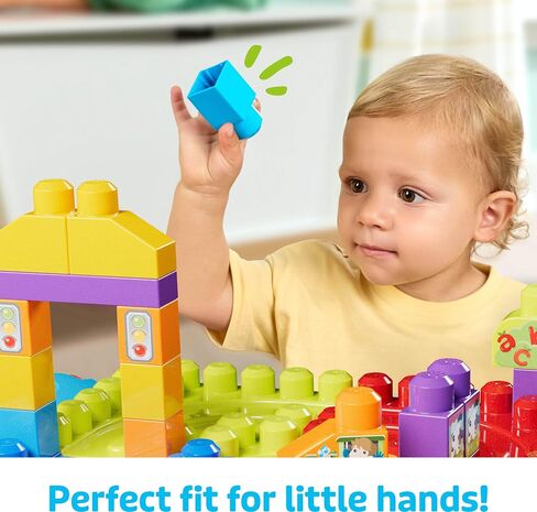 Mega Bloks First Builders Toddler Clocks مجموعة لعبة ، بناء ‘N تعلم جدول مع 30 قطعة وتخزين ، والأزرق ، والأعمار 1+ سنوات (Amazon الحصري) in Kuwait