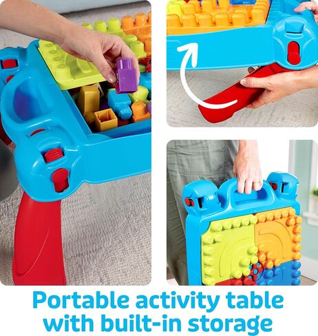 Mega Bloks First Builders Toddler Clocks مجموعة لعبة ، بناء ‘N تعلم جدول مع 30 قطعة وتخزين ، والأزرق ، والأعمار 1+ سنوات (Amazon الحصري) in Kuwait