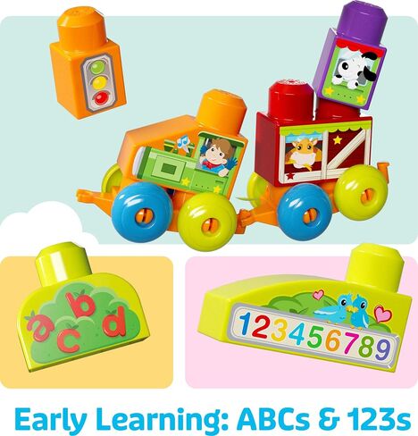 Mega Bloks First Builders Toddler Clocks مجموعة لعبة ، بناء ‘N تعلم جدول مع 30 قطعة وتخزين ، والأزرق ، والأعمار 1+ سنوات (Amazon الحصري) in Kuwait