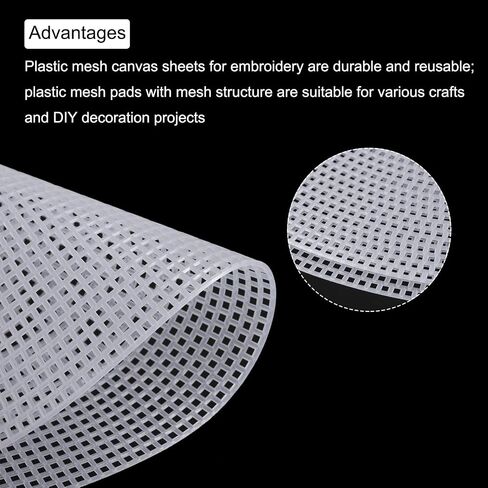 MECCANIXITY 8pcs 12" Plastic Mesh Canvas Sheet 12 Count Round Needlepoint Blank Canvas for Embroidery Knit Crochet Acrylic Yarn Crafting, White in Saudi Arabia